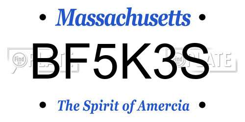 BF5K3S Massachusetts License Plate