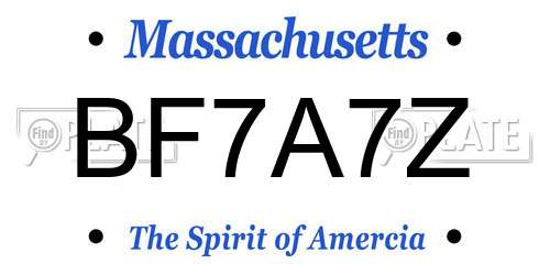 BF7A7Z Massachusetts License Plate