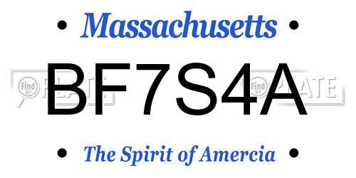 BF7S4A Massachusetts License Plate