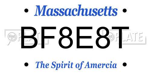 BF8E8T Massachusetts License Plate