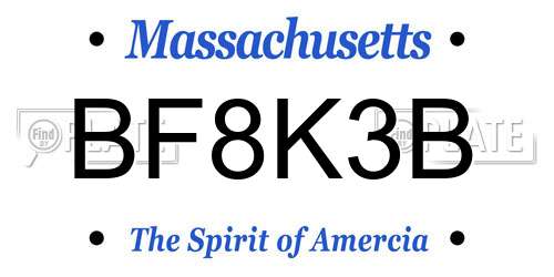 BF8K3B Massachusetts License Plate