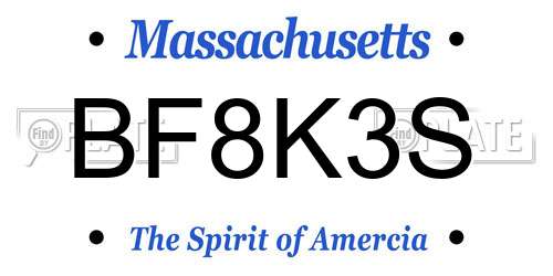BF8K3S Massachusetts License Plate