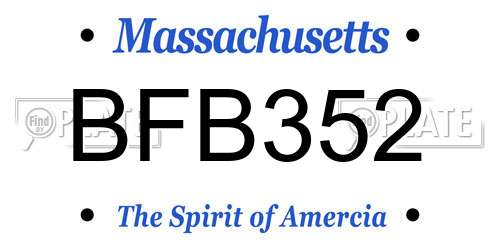 BFB352 Massachusetts License Plate