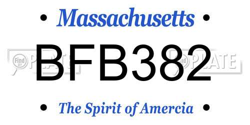 BFB382 Massachusetts License Plate