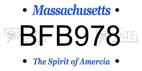 BFB978 Massachusetts License Plate