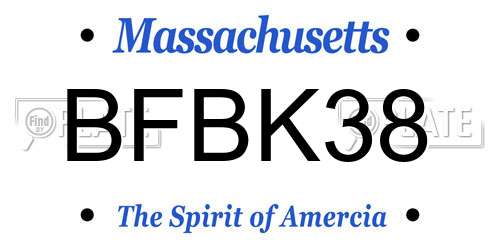 BFBK38 Massachusetts License Plate