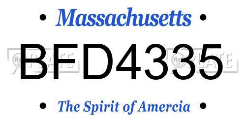 BFD4335 Massachusetts License Plate