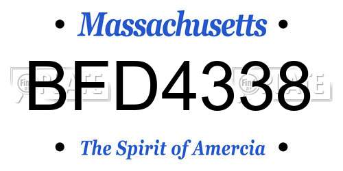 BFD4338 Massachusetts License Plate