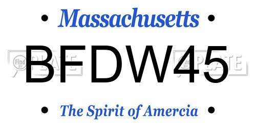 BFDW45 Massachusetts License Plate