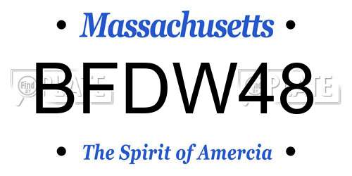 BFDW48 Massachusetts License Plate
