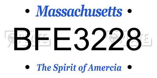 BFE3228 Massachusetts License Plate