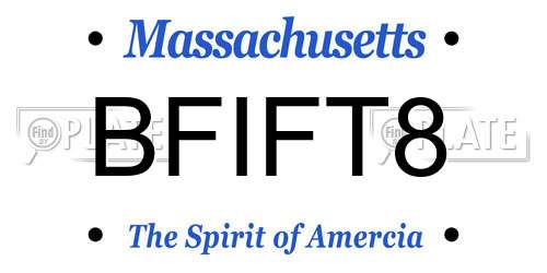 BFIFT8 Massachusetts License Plate