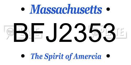 BFJ2353 Massachusetts License Plate