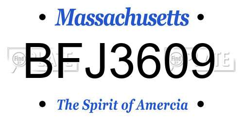 BFJ3609 Massachusetts License Plate
