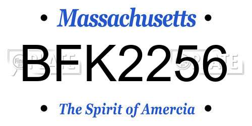 BFK2256 Massachusetts License Plate