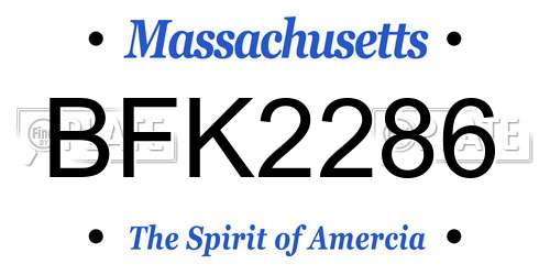 BFK2286 Massachusetts License Plate