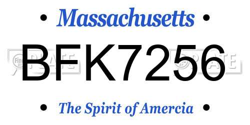 BFK7256 Massachusetts License Plate