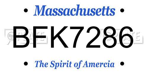 BFK7286 Massachusetts License Plate