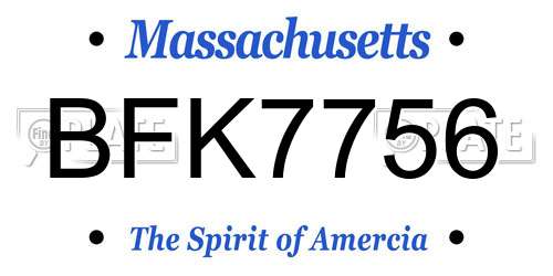 BFK7756 Massachusetts License Plate