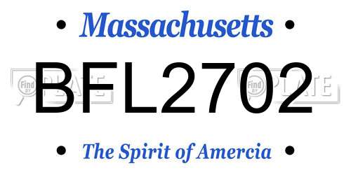 BFL2702 Massachusetts License Plate