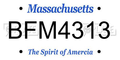 BFM4313 Massachusetts License Plate