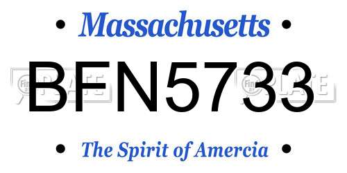 BFN5733 Massachusetts License Plate