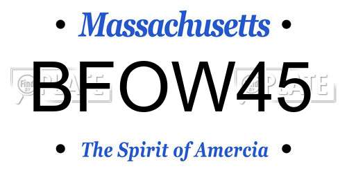 BFOW45 Massachusetts License Plate