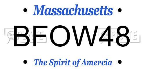 BFOW48 Massachusetts License Plate