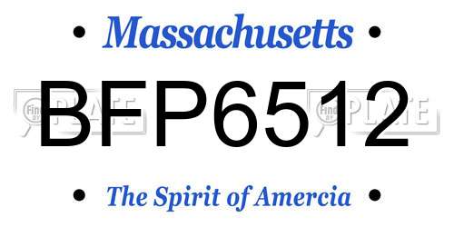 BFP6512 Massachusetts License Plate