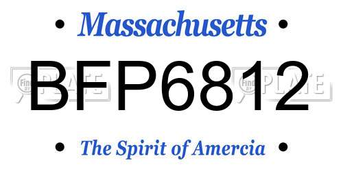 BFP6812 Massachusetts License Plate