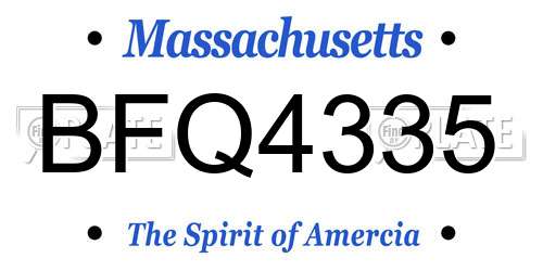 BFQ4335 Massachusetts License Plate