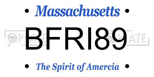 BFRI89 Massachusetts License Plate