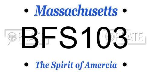 BFS103 Massachusetts License Plate