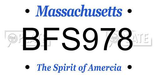 BFS978 Massachusetts License Plate