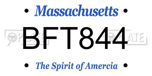 BFT844 Massachusetts License Plate