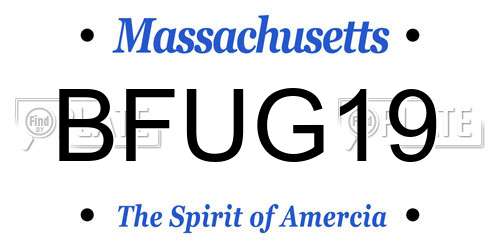 BFUG19 Massachusetts License Plate