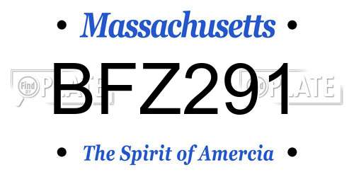 BFZ291 Massachusetts License Plate