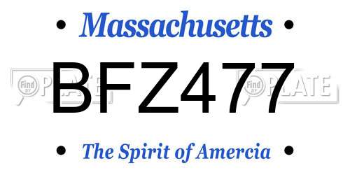BFZ477 Massachusetts License Plate