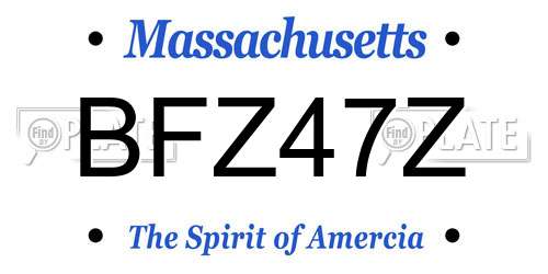BFZ47Z Massachusetts License Plate