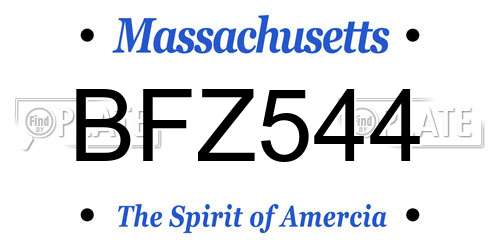 BFZ544 Massachusetts License Plate