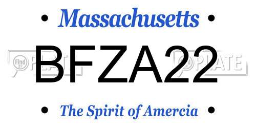BFZA22 Massachusetts License Plate