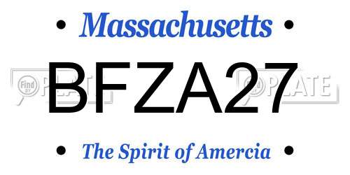 BFZA27 Massachusetts License Plate