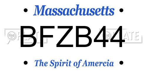 BFZB44 Massachusetts License Plate