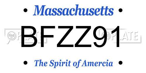 BFZZ91 Massachusetts License Plate