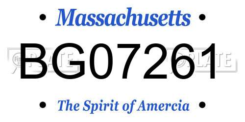 BG07261 Massachusetts License Plate