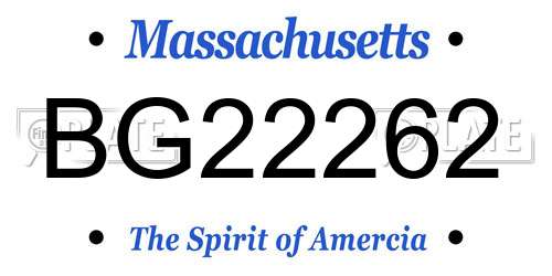 BG22262 Massachusetts License Plate