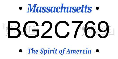 BG2C769 Massachusetts License Plate