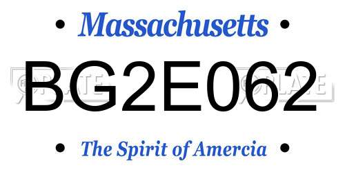 BG2E062 Massachusetts License Plate