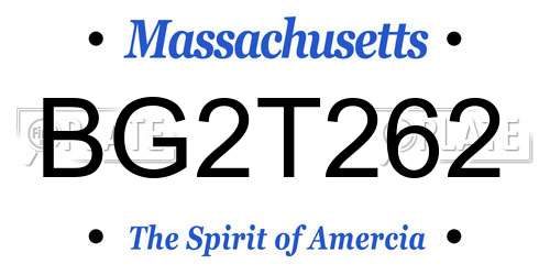 BG2T262 Massachusetts License Plate