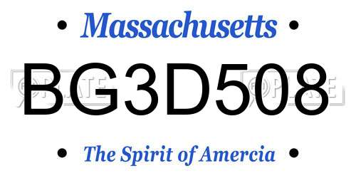 BG3D508 Massachusetts License Plate
